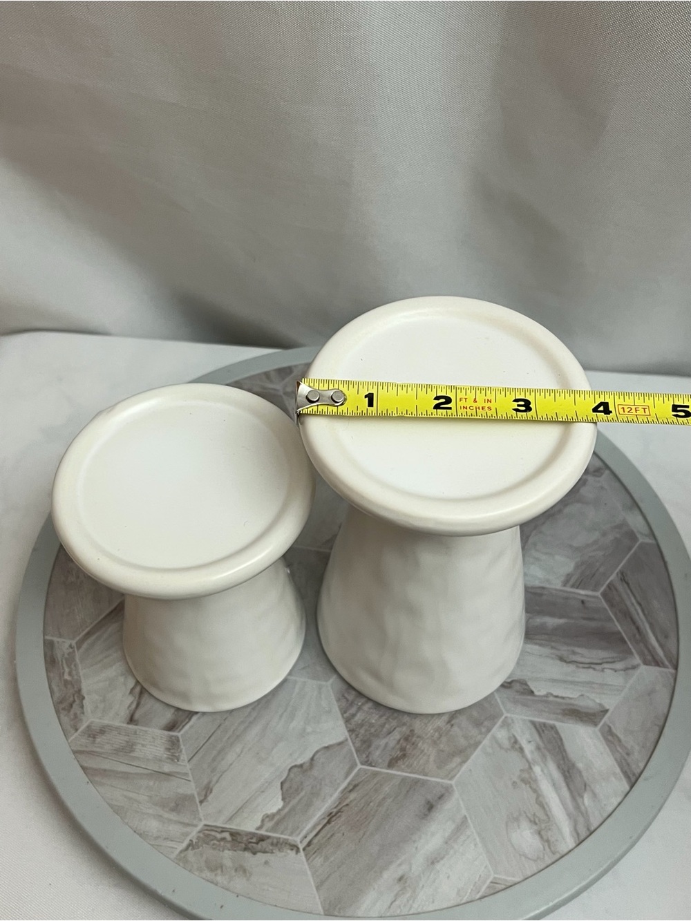 Nook & Co White Ceramic Stoneware Pillar Candle Holders Set of 2 Modern - Picture 6 of 9